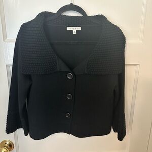 CAbi Black Textured Collar Button-Front Cardigan